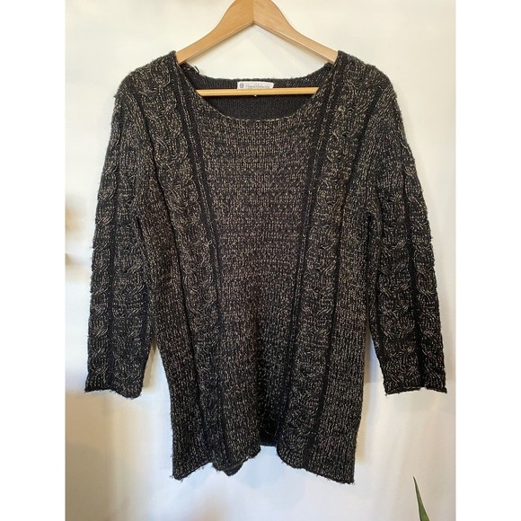 House Of Harlow 1960 Black And Gold Scoop Neck Sweater Womens Size Small - Picture 1 of 9